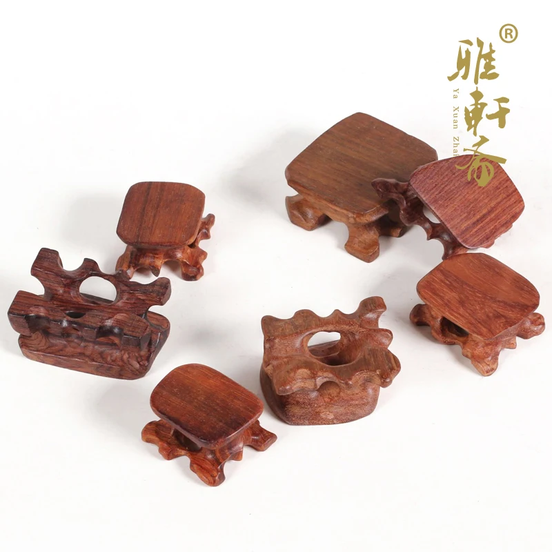 S Zhai Gallery Suanzhimu wood base with the base stone jade teapot base seal ring bracket