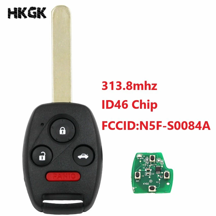 

3+1 Buttons Remote Key 315MHz With N5F-S0084-A ID46 Chip for Honda Civic EX Si 2006-2011 For Honda
