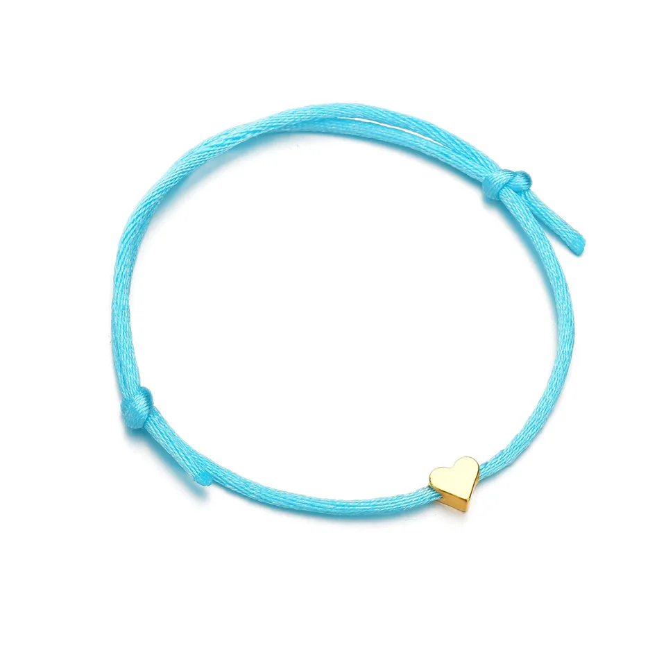 New Simple Mix Color Handmade Red Blue Elastric Rope Heart Bracelets for Women Men Trendy Adjustable Minimalist String Bracelet