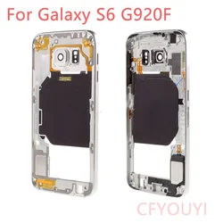 For Samsung Galaxy S6 G920 G920F Mid Middle Frame Bezel Housing Plate with Parts with Camera Lens