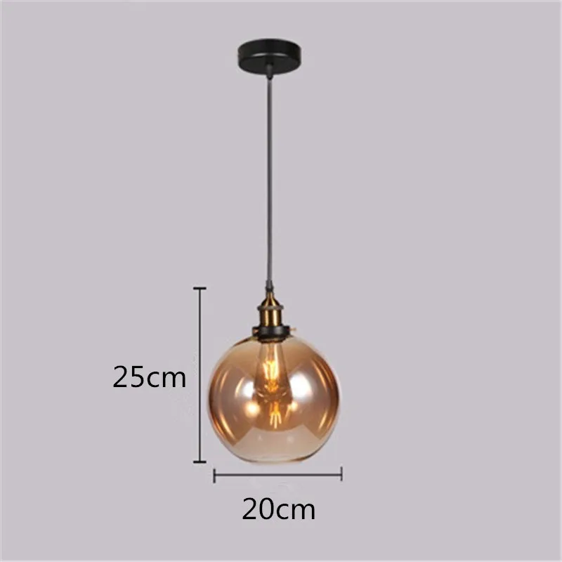 Amber Glass Shade Antique Pendant Lights Industrail Kitchen Island Office Bar Shop Lighting Fixures Vintage Pendant Ceiling Lamp