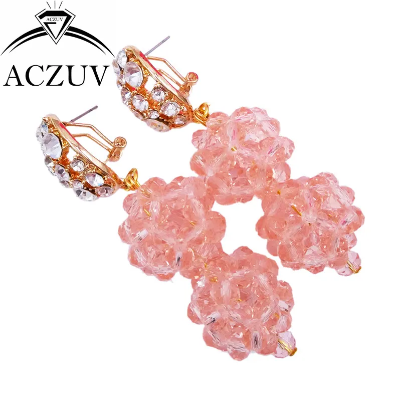 ACZUV 10 Rows Peach Crystal Fashion African Costume Jewelry Set Nigerian Wedding Beads Party Jewelry Sets 10LBJZ008