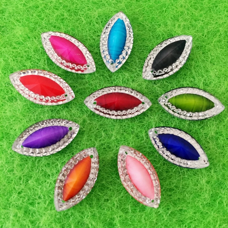 60pcs resin horse eye flat back rhinestone wedding decoration garment accessories 2 hole resin hand seam drilling twist buckle