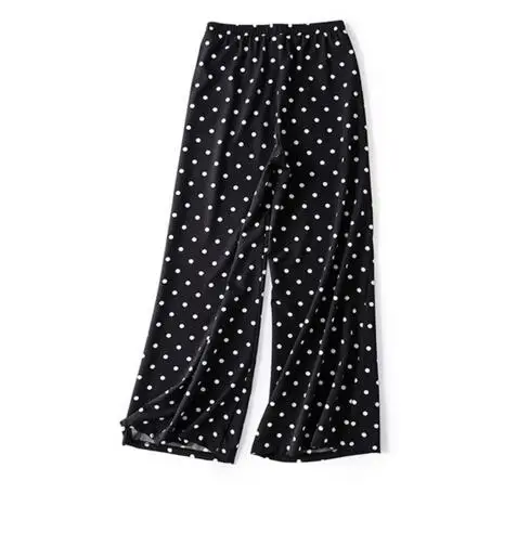 

Polka Dot Loose Wide Leg Pants Black Red White Elastic Waist Elegant Woman Bottom Pant 2022 Summer Casual High Waist Beach Pants