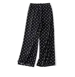 Polka Dot Loose Wide Leg Pants Black Red White Elastic Waist Elegant Woman Bottom Pant 2022 Summer Casual High Waist Beach Pants