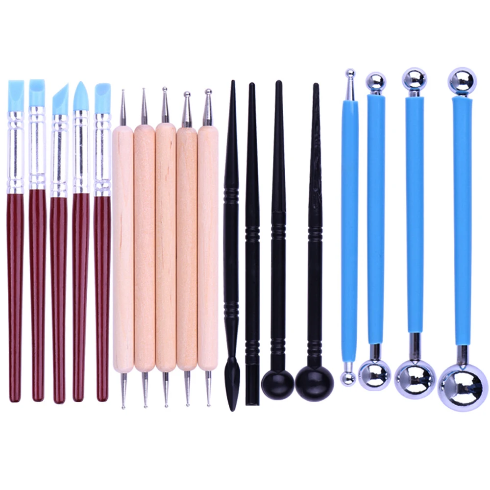 18Pcs Clay Tool Sculpture Modeling Tools Ball Stylus Dotting Tools for Pottery Sculpture Rock Painting Mandala Art Carving Tool