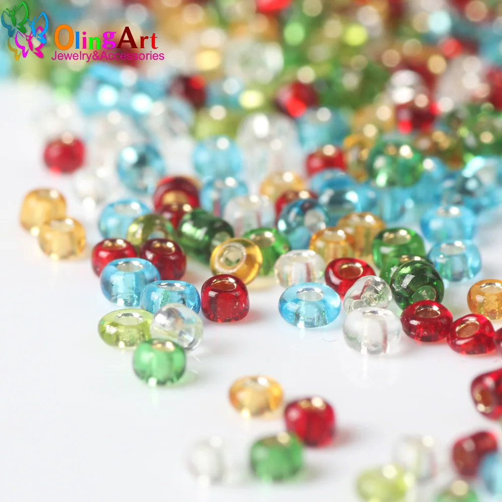 OlingArt new 2MM AAA mixed multicolor Glass Seed beads 1700pcs 7 Color Spacer round hole Bracelet necklace DIY jewelry making