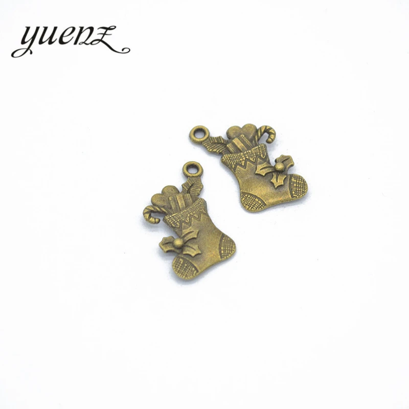 YuenZ 10 pcs Antique silver color Metal Christmas socks Charms Pendants For Jewelry Making Diy Handmade Jewelry 20*13mm N113