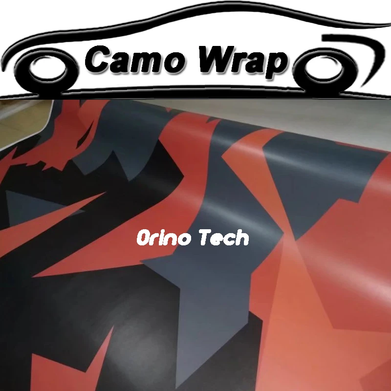 

Black Orange Camouflage Vinyl Film Car Wrap ORINO Vehicle Motorcycle Scooter Sticker Decal Camo Foil Wrapping Air Free Bubble