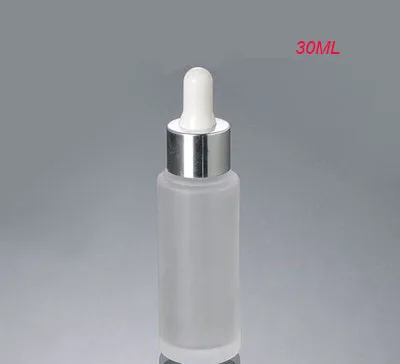 

30ML frosted dropper glass bottle with shiny silver collar &white top ,1 ounce glass dropper bottle ,1oz Cosmetic Packaging