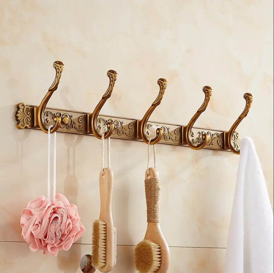 Antique Bronze 4-7 Carved Towel Hooks Wall Mounted Aluminum Robe Hooks,Brief Clothes Hook,Towel Holder,Bathroom hook