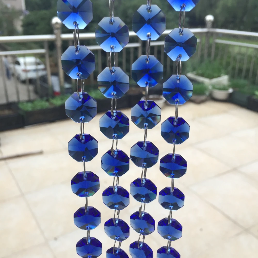 5meters Sapphire Crystal Glass Octagon Beads Crystal Glass Garland Strand Wedding & Christmas Party Event Decoration