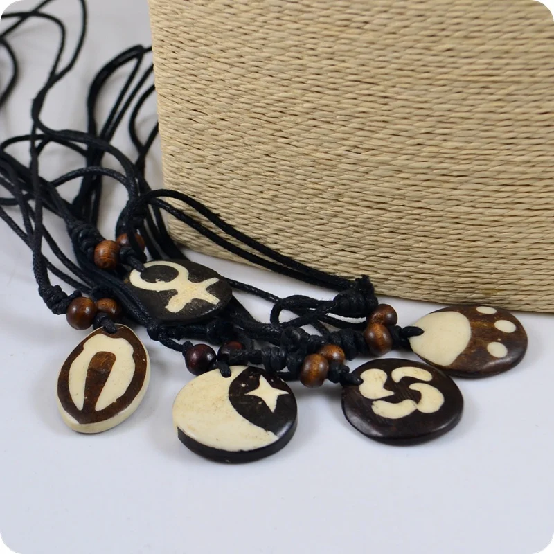 10x mixture real Cattle Bone Tibet Pendant Necklace Amulet Lucky Gift Tribal Totem Fashion Jewelry