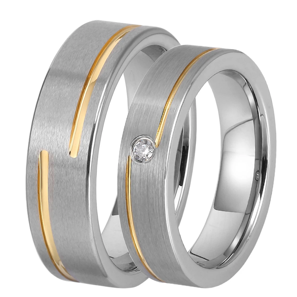 Soul Men 1 Pair Women & Women Tungsten Carbide Wedding Rings Set 5mm for Girl with Stone 7mm for Boy Comfort Fit