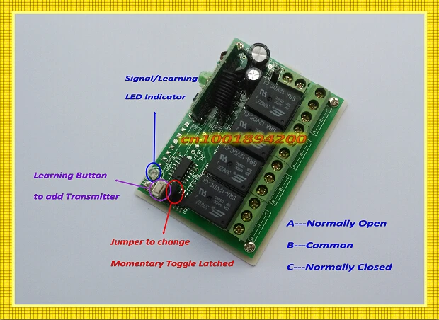 DC9V 4CH Transmitter Module Long Range Remote Control 300-4000m + DC12V 4CH Relay Receiver Learning Code M T L 315/433MHZ