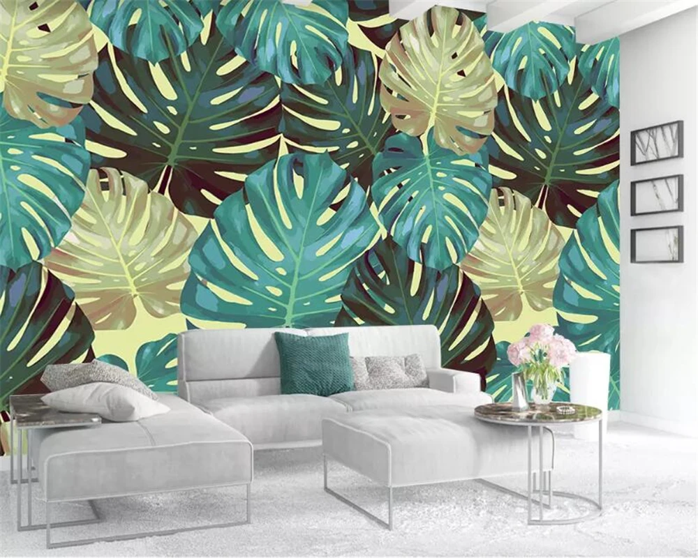 

beibehang Custom photo wallpaper mural Nordic retro Gold fashion banana leaf living room TV background wall 3d wallpaper behang