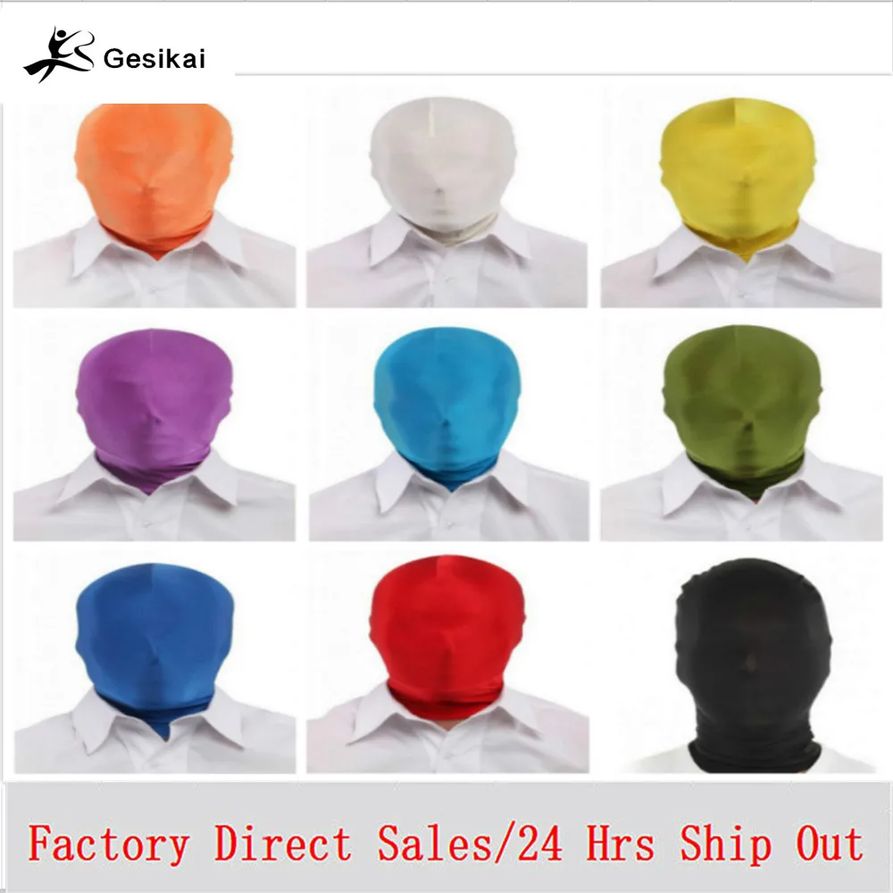 Kids Adult Full Face Mask Spandex  Headgear Goog View Zentai Party Dress Unisex Halloween Hooded Mask