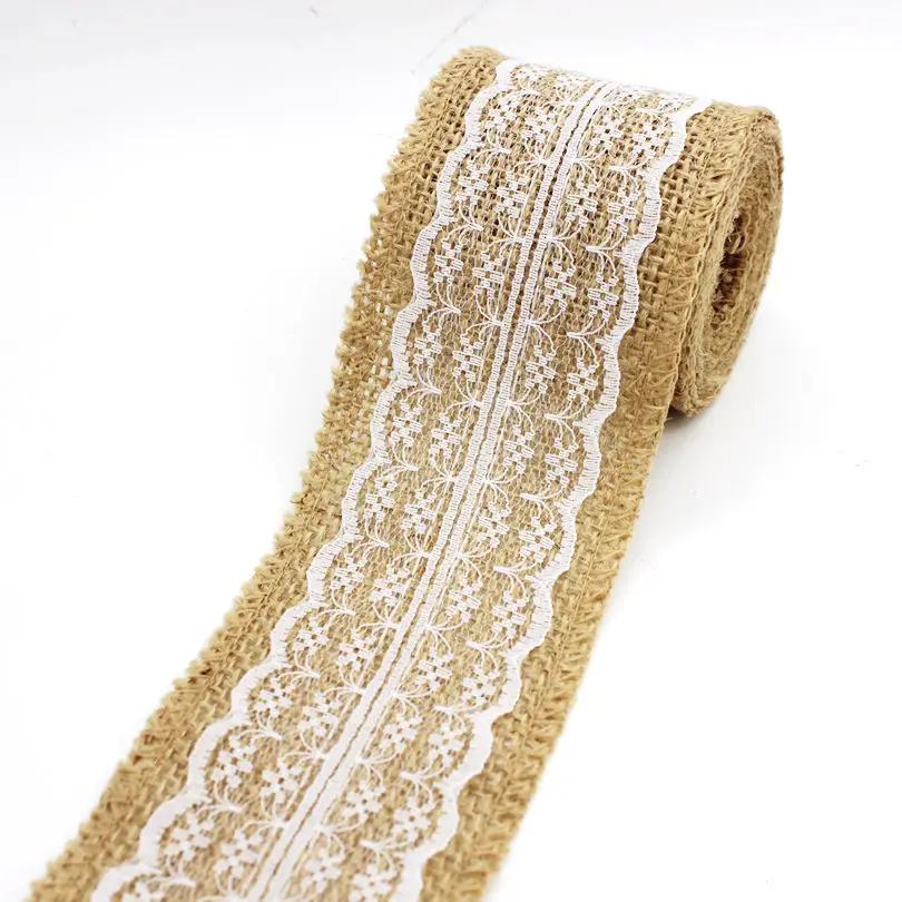 2meters  Natural Jute Burlap Hessian Ribbon lace Rustic Vintage Wedding decoration Merry Christmas Party decor Supplies DIY gift