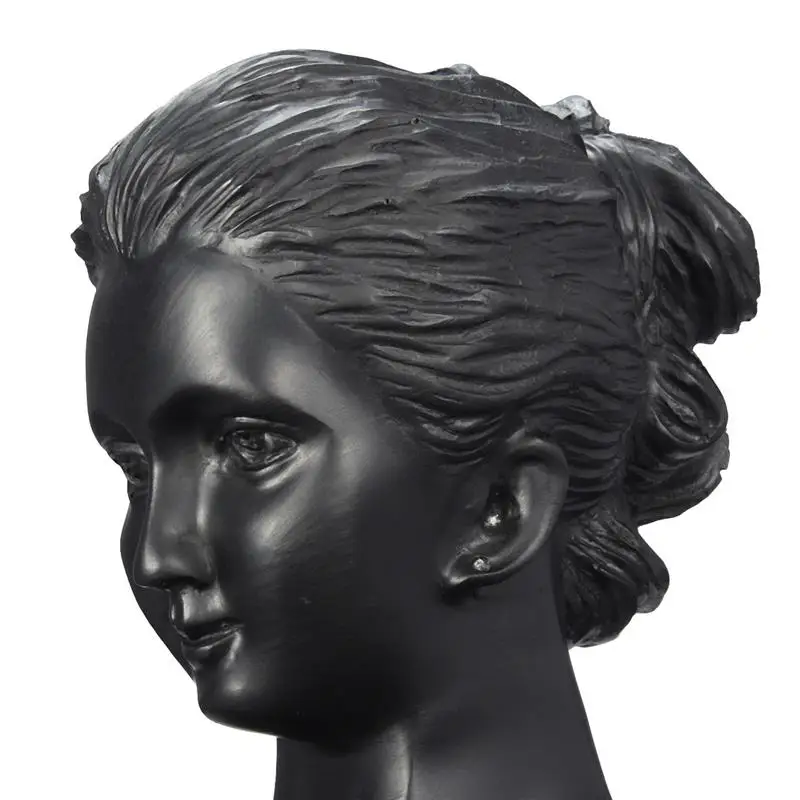 Black Resin Mannequin Female Head Bust Jewelry Necklace Pendant Earring Display Stand Holder Show Decorate