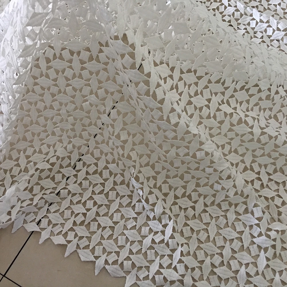 Telas de encaje de 2 yardas con diseño geométrico Nigeriano para boda, telas de encaje francés blanco de alta calidad para vestido de fiesta africano, 2018