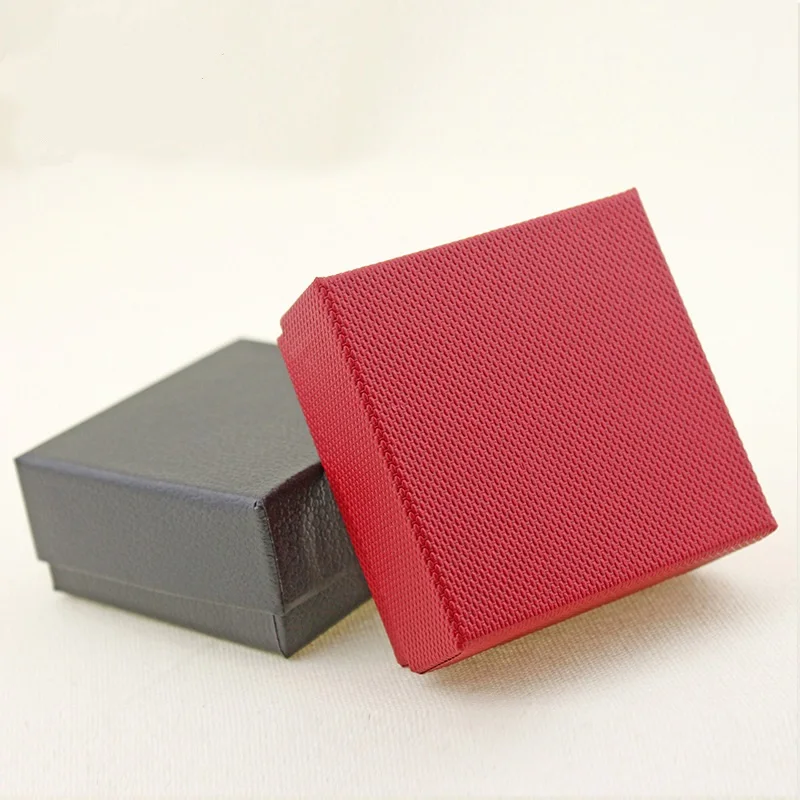 10 قطعة أسود أحمر كرافت ورقة صناديق تغليف المجوهرات مع الإسفنج القرط حلقة صندوق تقليد بولي Jewelry عرض حقيبة للتخزين #4