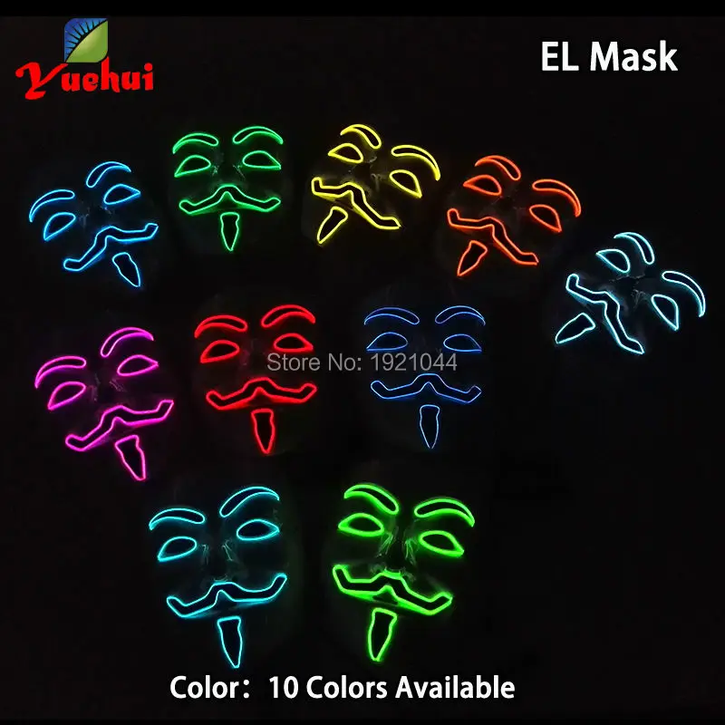 

Party Glow Mask with Steady on Driver, Event Decoration, 10 Colors, 30 PCs, Flashing Product, EL Wire, Wholesale