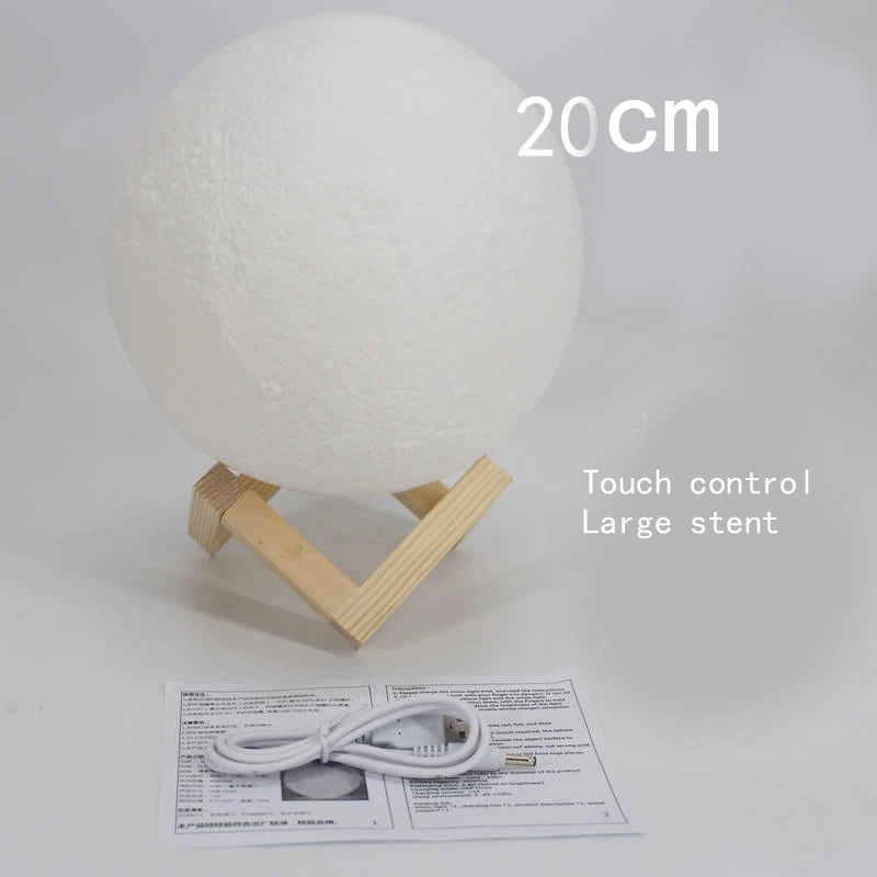 3D Printing Moon Creative Night Lights Touch Control Brightness Two Color Romantic Table Lamp Home Decor 8cm-20cm USB Charging