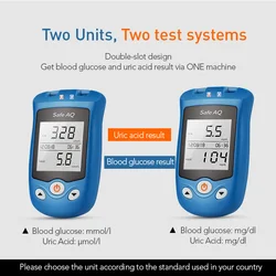 Sinocare Safe AQ UG  Uric Acid Blood Glucose Meter & Glucose Strips/Uric Strips for Diabetes Gout Pregnant Glucometer Test Kit