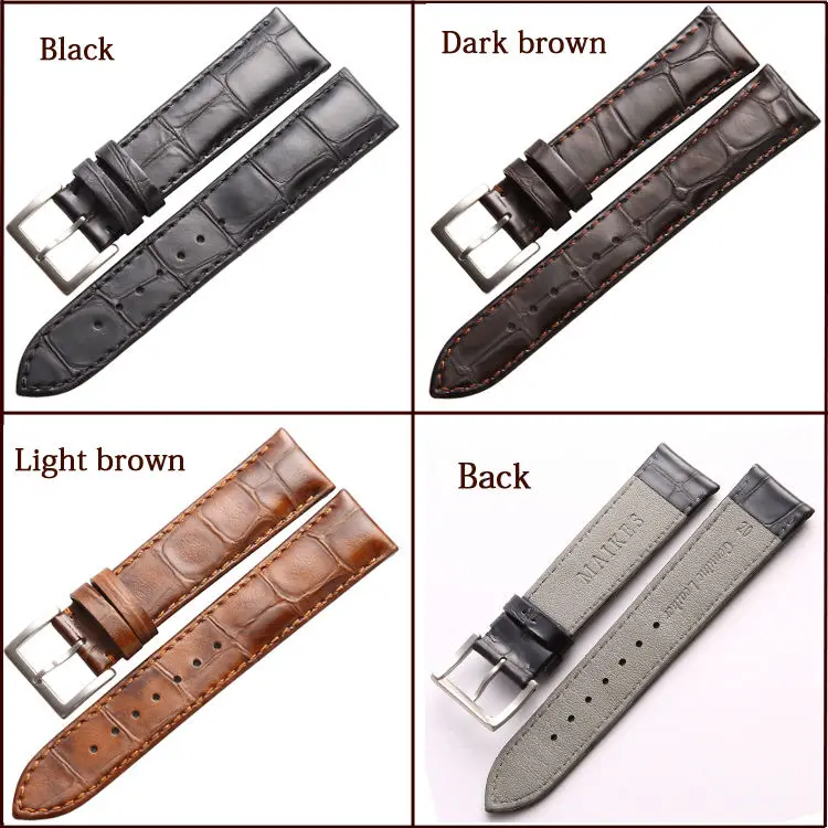 MAIKES New Arrival Genuine Leather watch men strap 18mm 19mm 20mm 22mm For High Quality Watch Band women