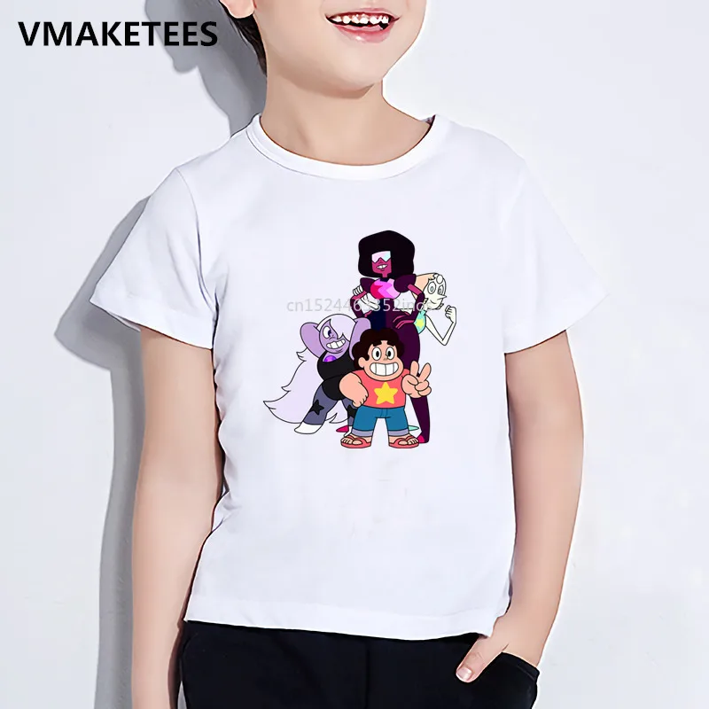 Kids Summer Girls&Boys Short Sleeve T shirt Children Cartoon Steven Universe Character Print T-shirt Funny Baby Clothes,HKP5053