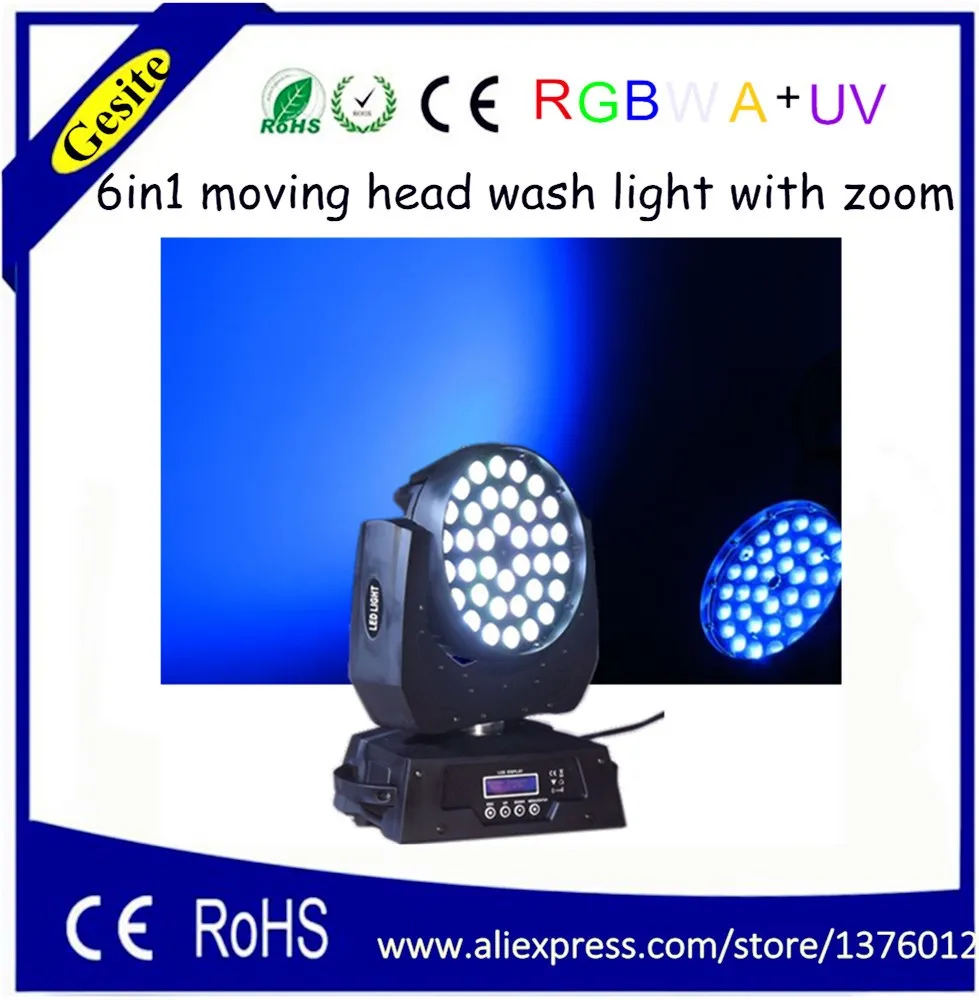 

18w 36pcs rgbwa uv 6 in1 led moving head / wash led moving head lighting