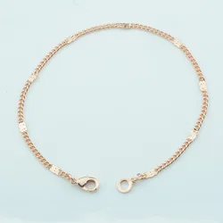 3mm Women 585 Rose Gold Color Curb Chains Smart Jewelry Bracelet Anklets