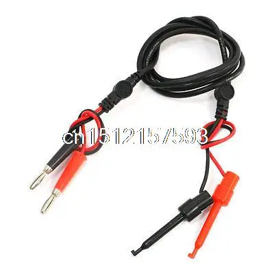 Multimeter Power Supply Dual Banana Plug to Test Hook Clip Probe 4ft 4 in 1