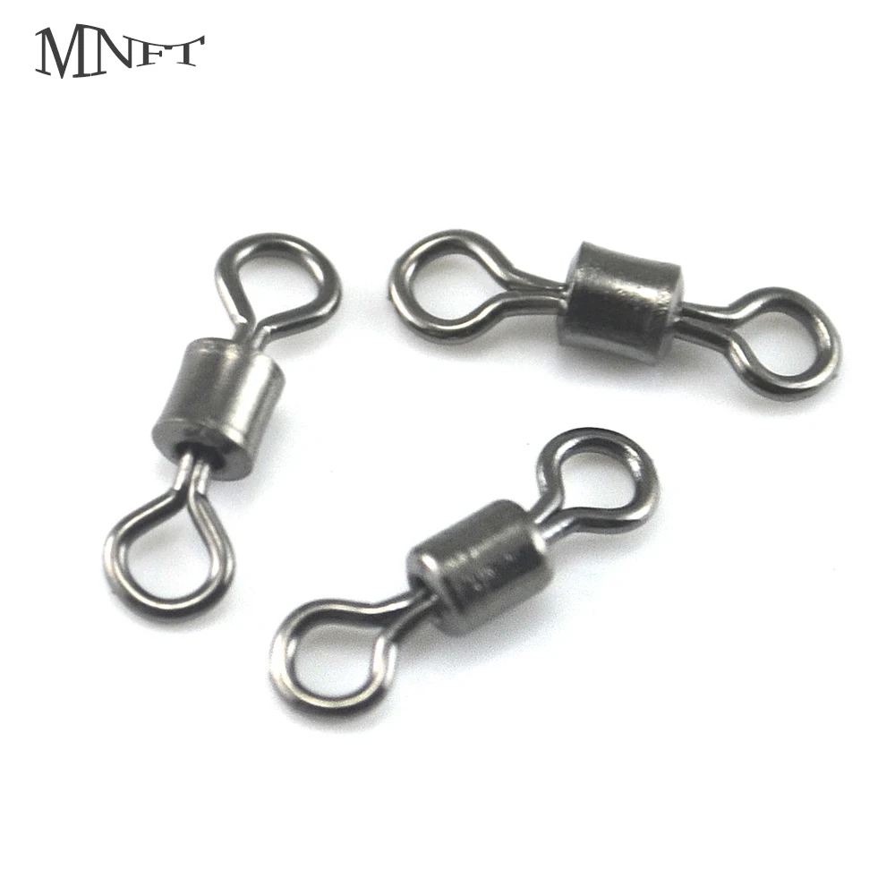 MNFT 50pcs 12.5mm-8mm Rotary Fishing Rolling Stainless Steel Drum Triple Rotary Bearing Connector Solid Ring Fishing Accessories