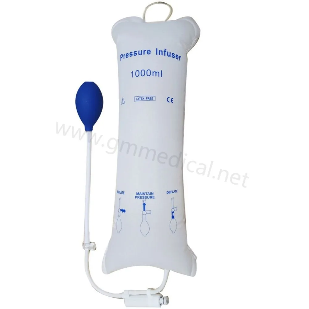 1000ml Reusable Nylon Pressure Infusion Bag with Pressure Display,White,Back Net and Edge Stitching