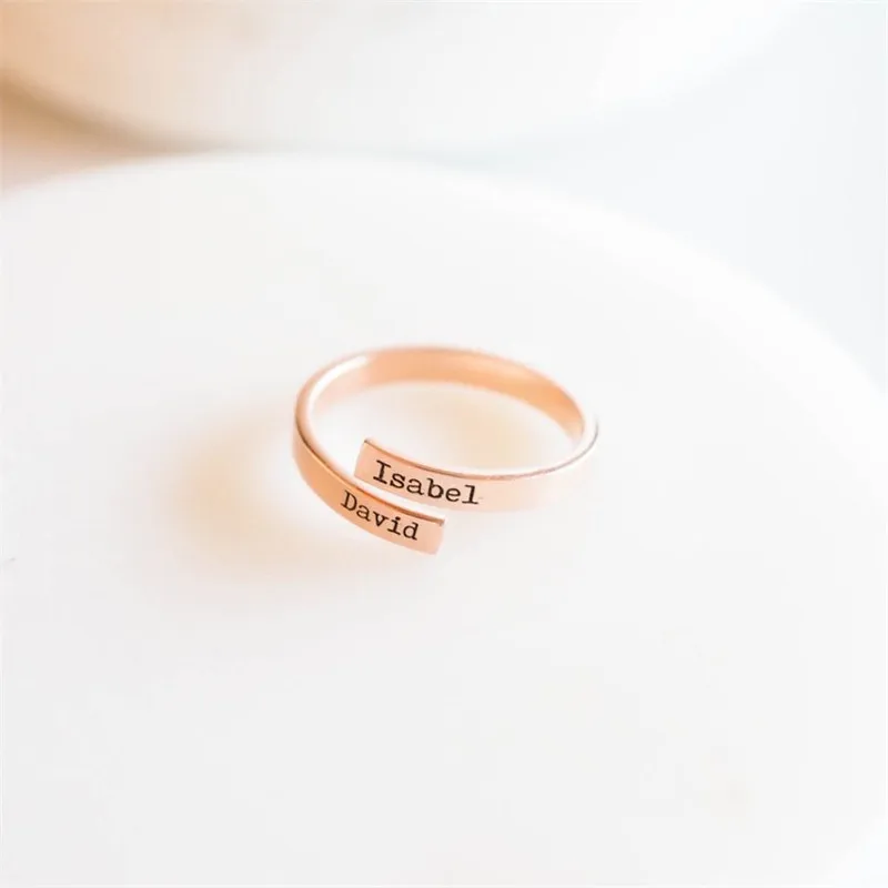 

Lateefah 3 Colors Personality Ring Customize Engraved Names Available Adjustable Rings For Women Anniversary Accessories Gifts