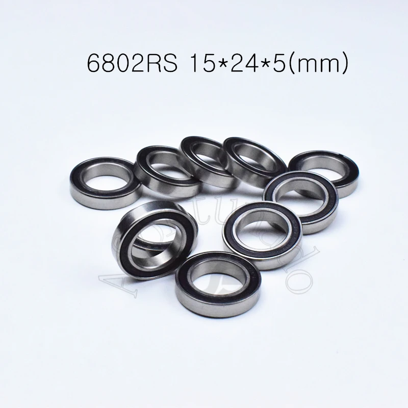 6802RS 15*24*5(mm) 10pieces free shipping bearing  ABEC-5 6802 6802RS chrome steel rubber sealed bearing Thin wall bearings