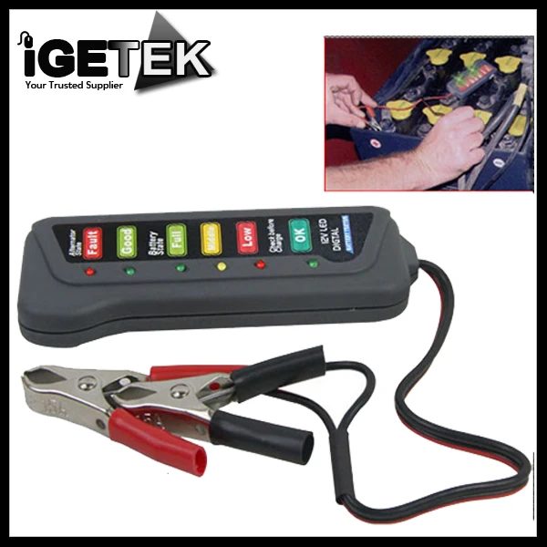 Wholesale high quality 12V Digital Battery / Alternator Tester with 6-LED Lights Display Car Vehicle Battery Diagnostic Tool