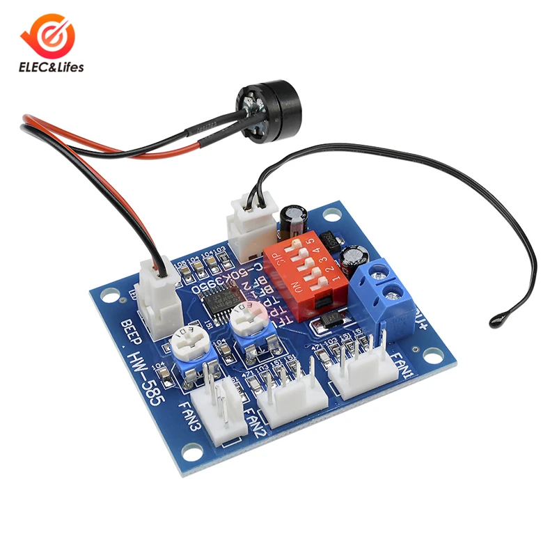 NTC 3950 Thermistor PWM Fan Temperature control Speed Controller Module 12V 4-wire High-Temp Alarm Buzzer PC Computer CPU Fan