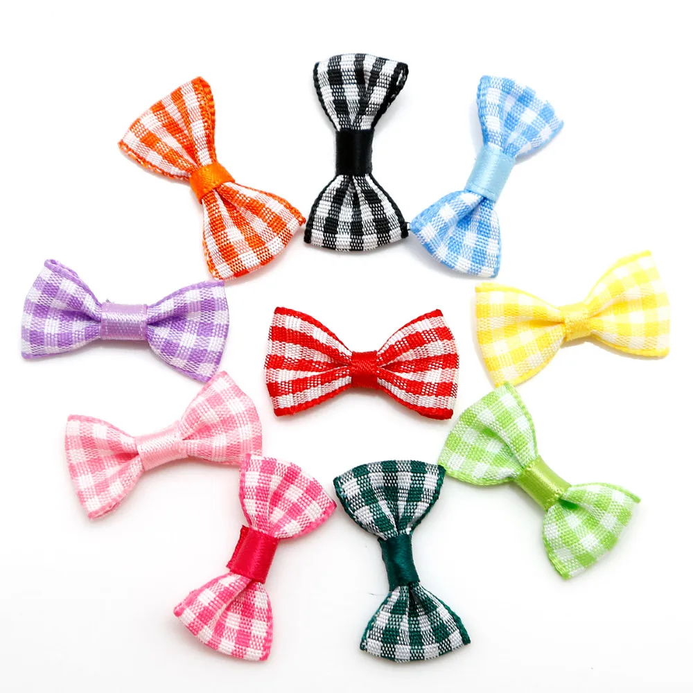 50pcs/lot 30*15mm Satin Bow Tie Hair Clips Applique Baby Girl Garment accessories Mix Fashion Bowties craft DIY accessories