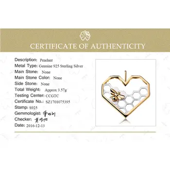 Lotus Fun 925純銀精美珠寶蜂巢家園守護者18K金蜜蜂愛心吊墜(不含鏈)女士款 12 最佳銷售 蓮花樂趣 - №4