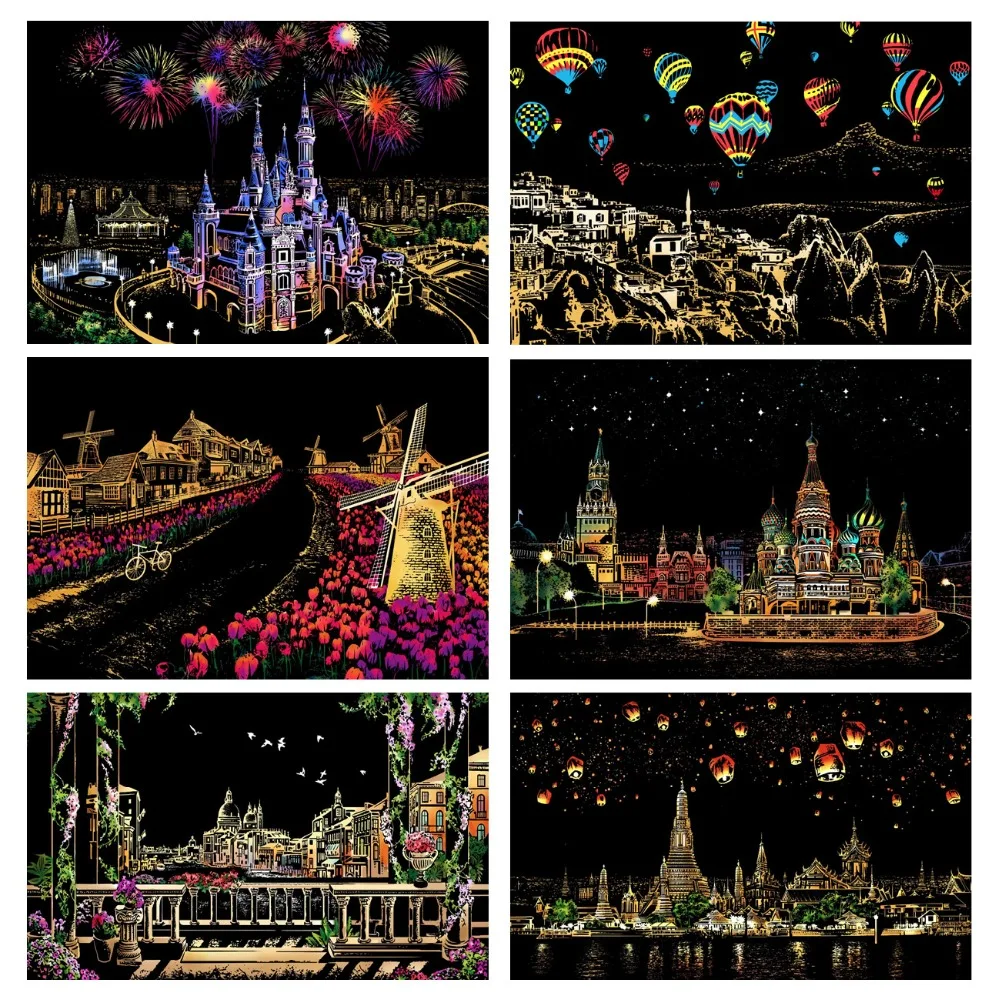 Kreatywne zarysowania i skrobanie malowanie DIY ręcznie robione dekoracje papier do rysowania dla dzieci przyjaciele urodziny boże narodzenie prezent na święto dziękczynienia