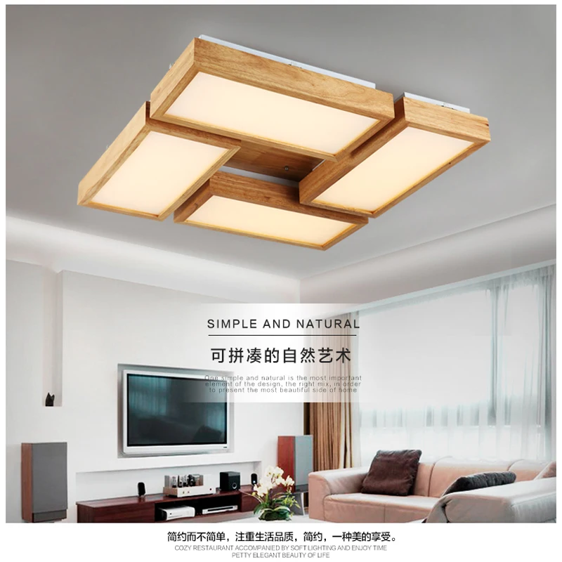 

Modern Brief Rectangle Acrylic Led Ceiling Light Fixture Japanese Home Deco Living Room Wood Ceiling Lamp 110-240V