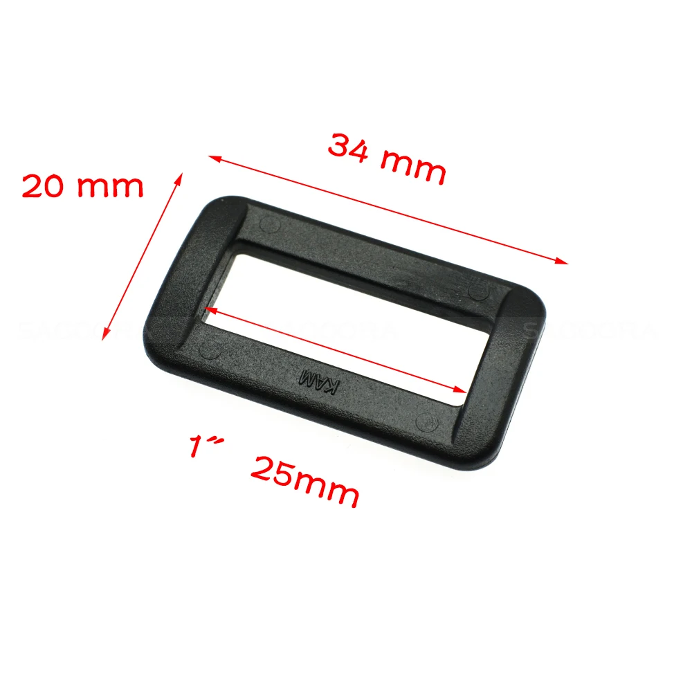 2pcs Plastic Loops Adjustable Buckles Belt buckle Belt Loop Rectangle Rings Package accessories Black