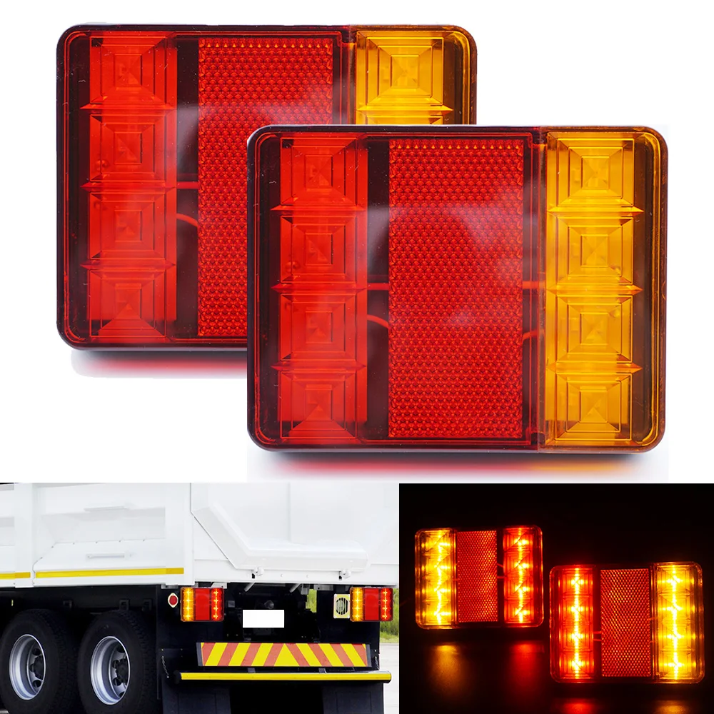 

2pc Waterproof 8LED Tail Lights Rear Lamps Pair Boat Trailer 12V Rear Parts For Truck UTE Van Lorry Camper Car Turn Signal Light