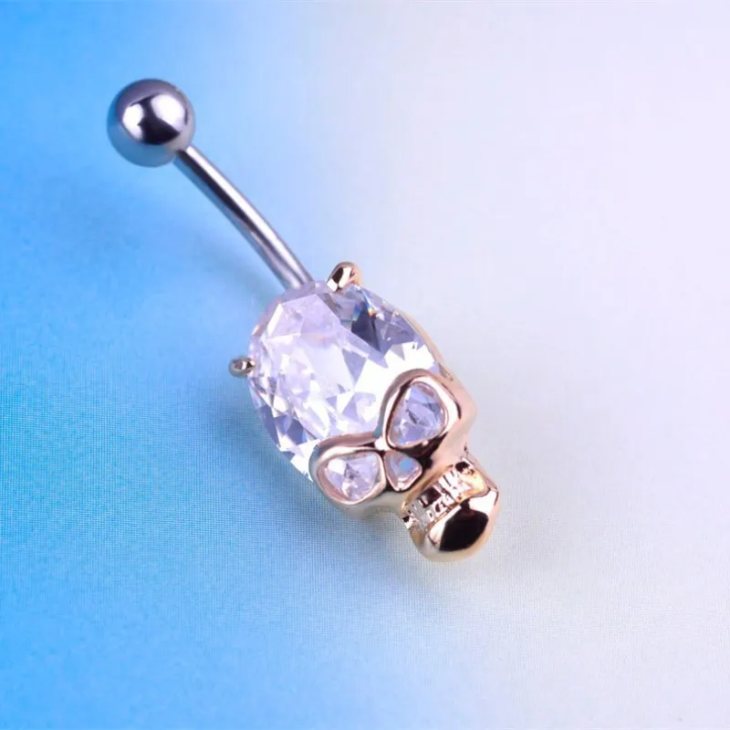 Ms Betti Skull Navel Ring Anti Allergy Titanium Belly Button Rings Body Piercing With Crystal From Austria