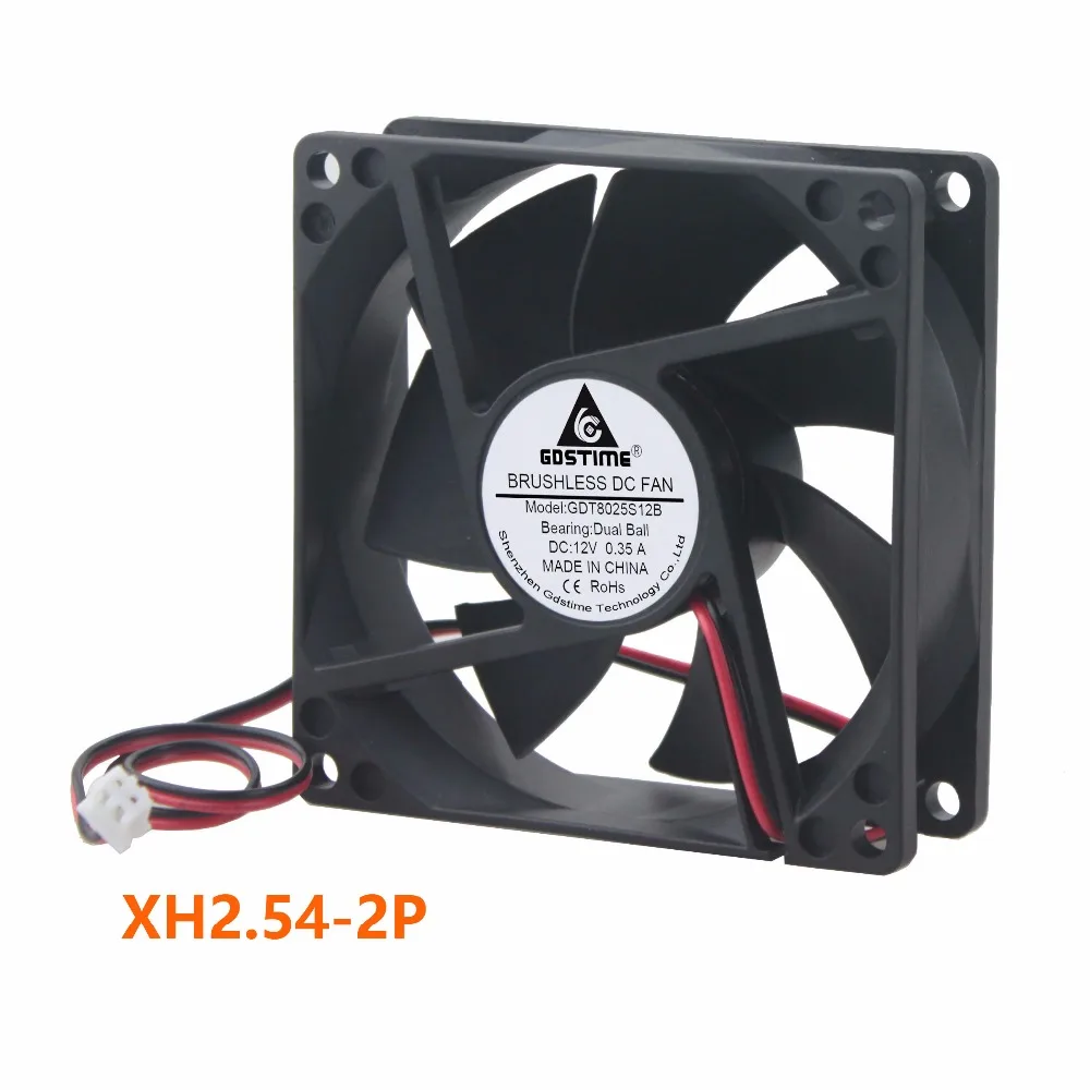1 Piece Gdstime 80mm x 25mm 12 Volts 8025 Dual Ball 8cm DC Brushless PC Cooling Fan 12V 80x80x25mm 0.35A 4500RPM 80mm*80mm*25mm