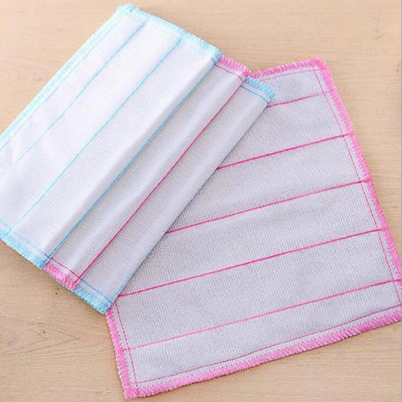 Napkins for Kitchen Efficient Anti-grease Dish Cloth Cotton Yarn Dish Towel Magic Kitchen Cleaning Wiping Rags Colors Random