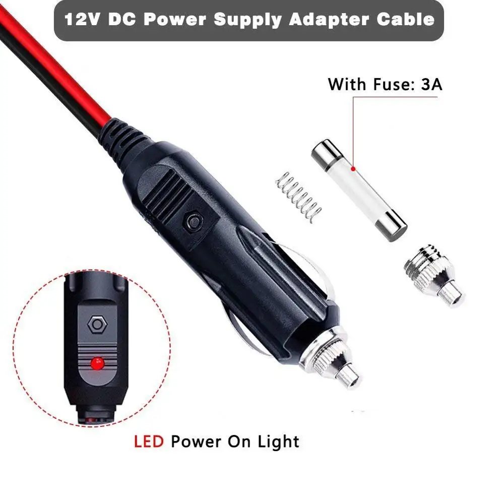 12-24V 4FT Car Cigarette Lighter Male Plug to DC 5.5mm x 2.1mm / 4.0mm x1.7mm Connector Cord for Portable DVD Player,Car,Truck