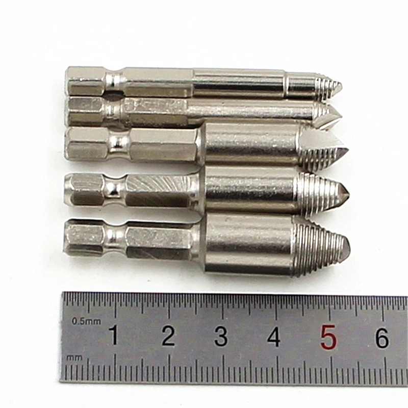 Juego de Extractor de tornillos dañados, herramientas de carpintería para Taladro, Taladro Manual, doble extremo, 5 uds.